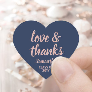 Sticker Cœur Graduation Love & Merci Marine Blue & Pink Elegant