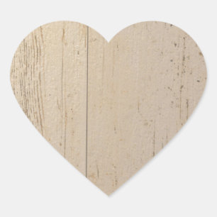 Sticker Cœur Grains de bois texturés blancs blanchis