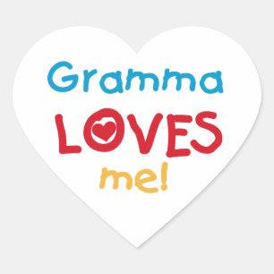 Sticker Cœur Gramma aime mes t-shirts et cadeaux