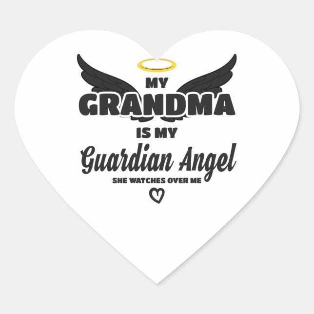 Sticker Cœur Grand-Mère Gardien Angel Me Regarde En Mémoire (Devant)