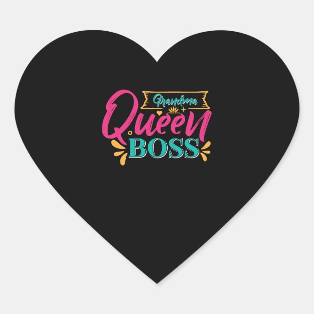Sticker Cœur Grand-mère Queen Boss Super Grand-grand-mère Grand (Devant)