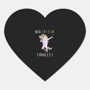 Sticker Cœur Grande Soeur Enfin T-shirt Unicorn Girl Unicorn Da