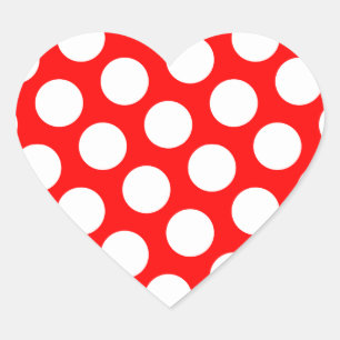 Sticker Cœur Grands Pois rouges et blancs