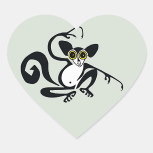 Sticker Cœur Graphique J'aime AYE-AYES - Primate - lemur