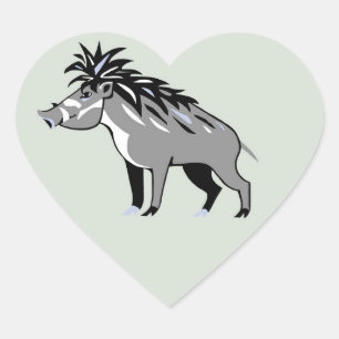 Sticker Cœur Graphisme J'aime Warty PIGS - Faune -Warthog