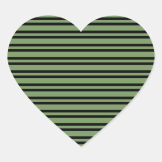 Sticker Cœur Green Black Stripes Pattern