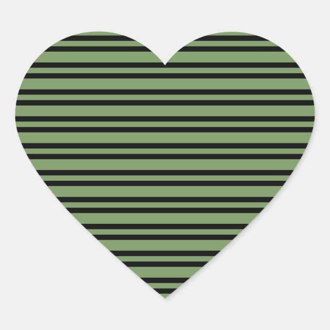 Sticker Cœur Green Black Stripes Pattern (Devant)