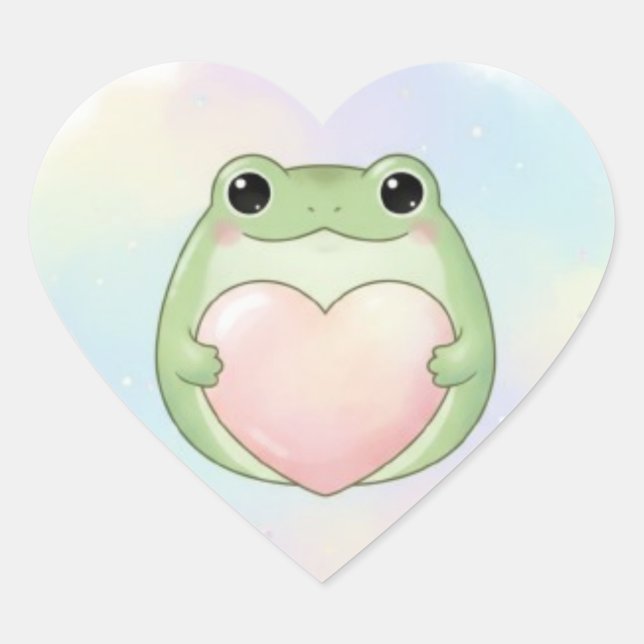Sticker Cœur Grenouille autocollante d'amour minimal Cute Frog  (Devant)