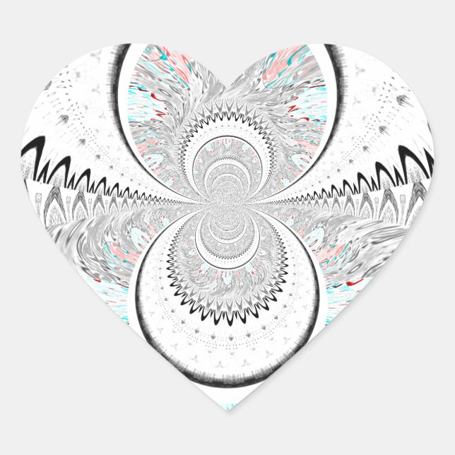 Sticker Cœur Gris Kaleidoscope Art (Devant)