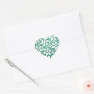 Sticker Cœur Gros flocons blancs tombant sur fond vert