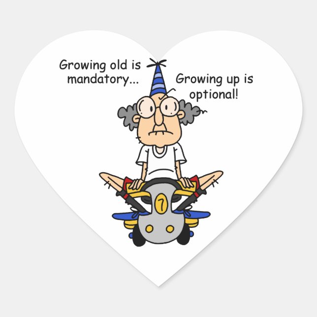 Sticker Cœur Growing Up est un Humour facultatif (Devant)