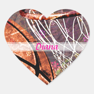 Sticker Cœur Grungy Girly Basketball