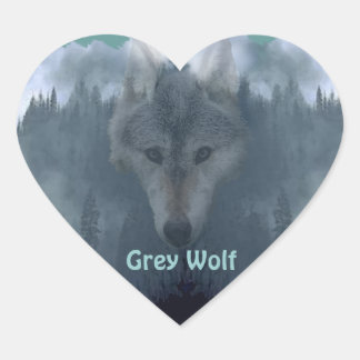 Sticker Cœur GrY WOLF Wildlife Supporter Oeuvre d'art