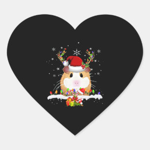 Sticker Cœur Guinea Pig Christmas Reindeer Christmas Lights
