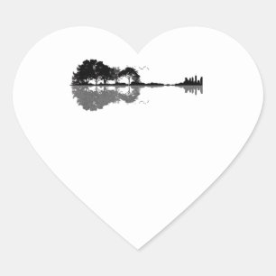 Sticker Cœur Guitare acoustique Nature Est Musique Basse Guitar