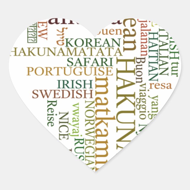 Sticker Cœur Hakuna Matata Global Word Cloud Art (Devant)