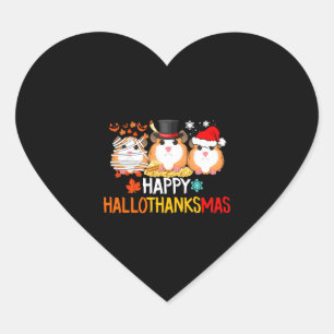 Sticker Cœur Halloween Cochon de Guinée Thankesgiving Noël