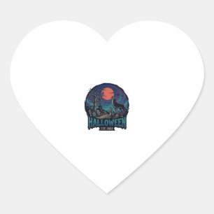 Sticker Cœur Halloween Est Hurlement Loup Lune Rouge Main Zombi