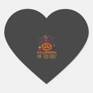 Sticker Cœur Halloween Est Là Chapeau De Sorcière Citrouille Ch
