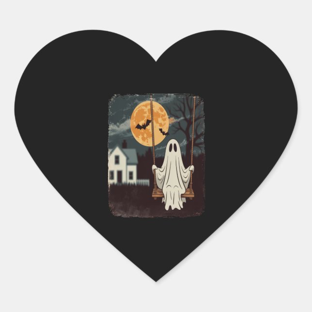 Sticker Cœur Halloween Haunted Ghost Swing (Devant)