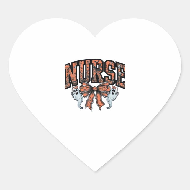 Sticker Cœur Halloween Infirmière Scary Coquette Bow Classic T- (Devant)
