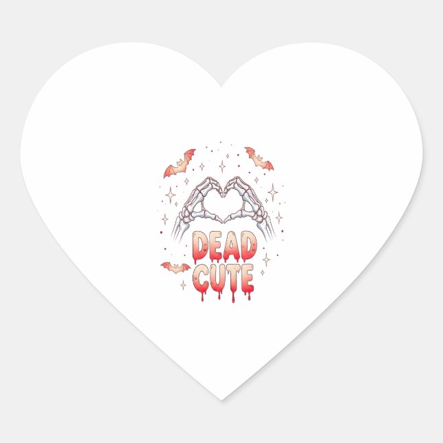 Sticker Cœur halloween Squelette Mains Coeur, chauves-souris et (Devant)