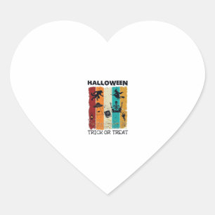 Sticker Cœur Halloween Trick Or Treat Loup-Garou Sorcière Squel