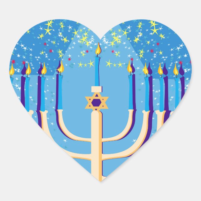 Sticker Cœur hanoukka menorah (Devant)