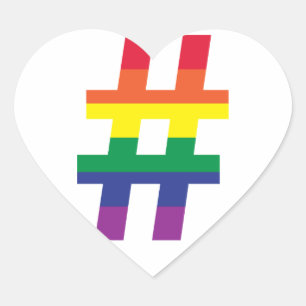 Sticker Cœur hashtag, drapeau arc en ciel