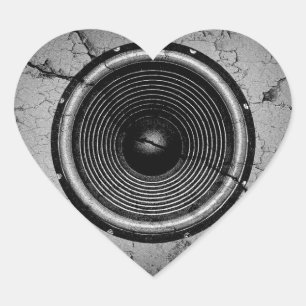 Sticker Cœur Haut-parleur de musique sur un mur fissuré