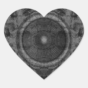 Sticker Cœur Haut-parleurs de musique noir et blanc