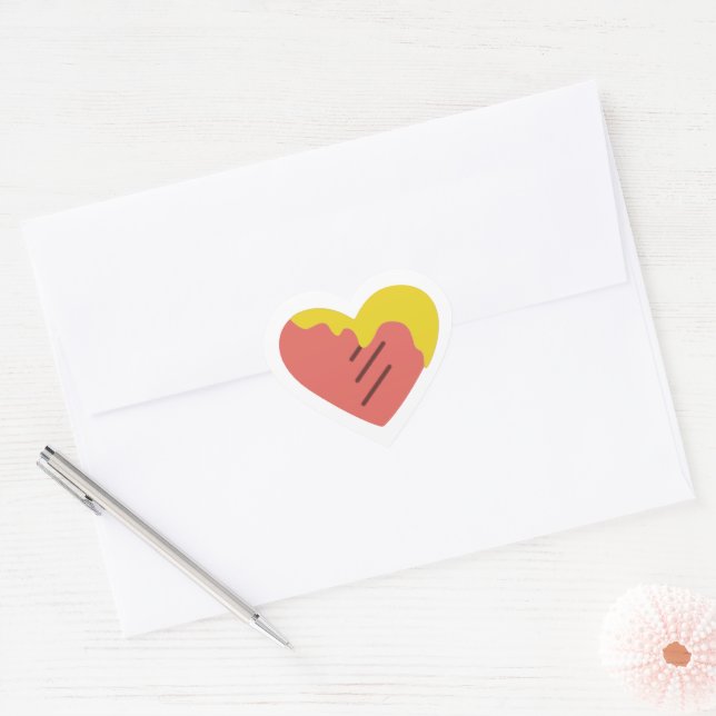 Sticker Cœur Heart with grill marks and mustard envelope seal (Enveloppe)