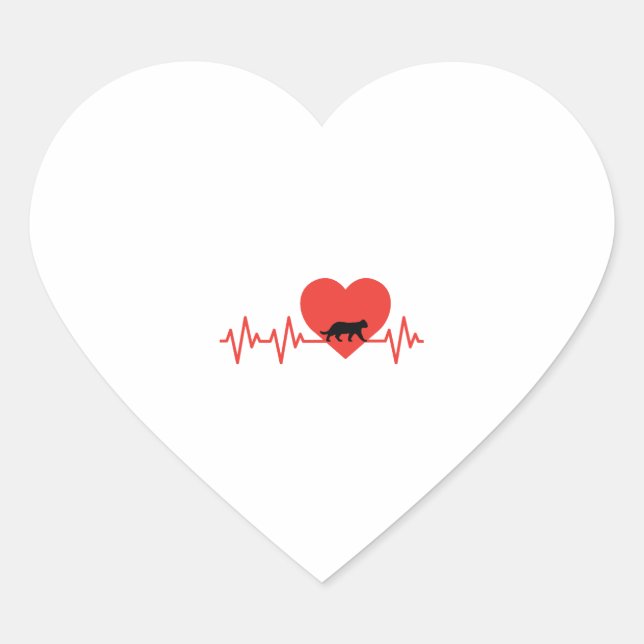 Sticker Cœur Heartbeat Chat Kitten Love Cadeau féminin (Devant)