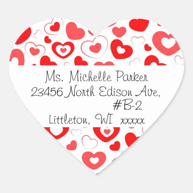 Sticker Cœur Hearts in Hearts Modèle Retourner Adresse Sceau - (Devant)