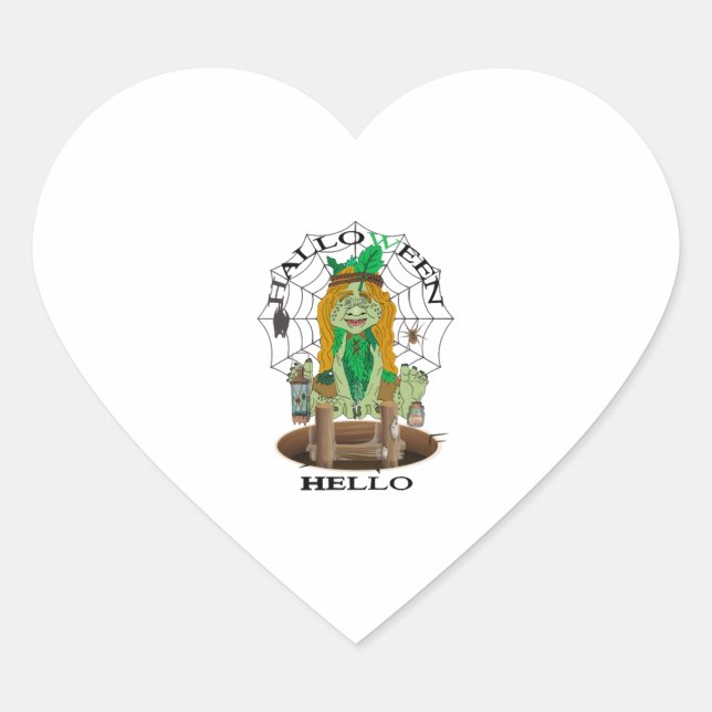 Sticker Cœur Hello Halloween       (Devant)