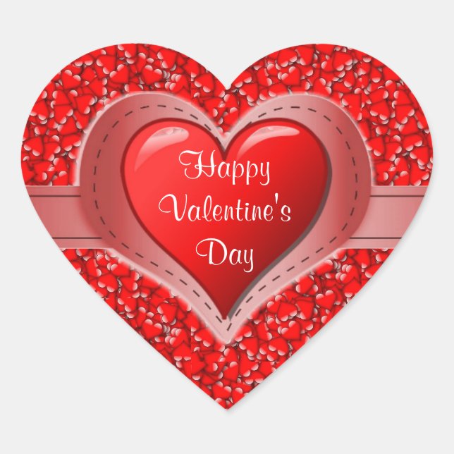 Sticker Cœur Heureuse Sainte-Valentin de Holiday Red Hearts (Devant)