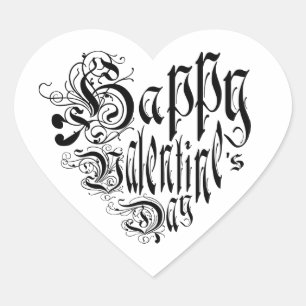 Sticker Cœur Heureuse Sainte-Valentin noir blanc lunique