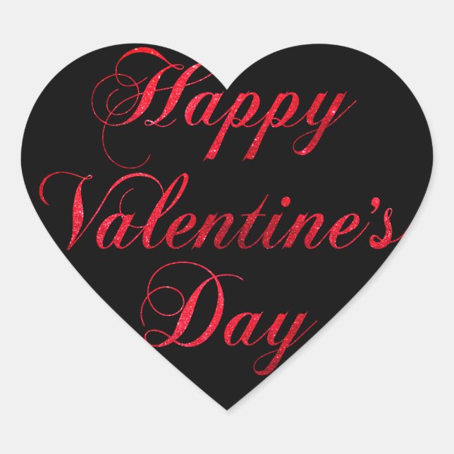 Sticker Cœur Heureuse Sainte-Valentin Red Black Parties scintil (Devant)