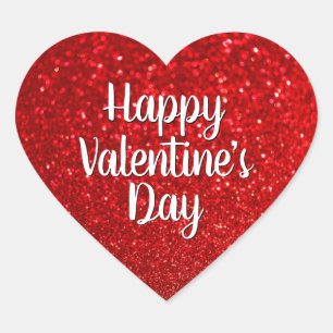 Sticker Cœur Heureuse Sainte-Valentin Red Parties scintillant B