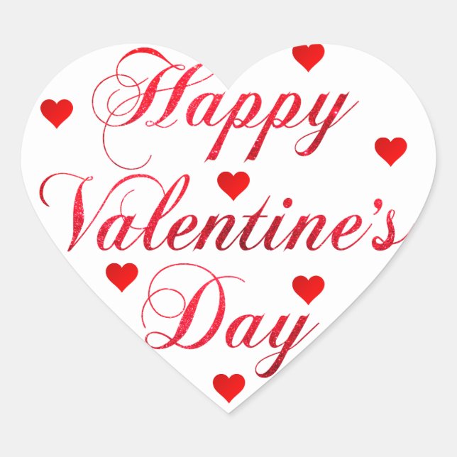 Sticker Cœur Heureuse Sainte-Valentin Red White Parties scintil (Devant)