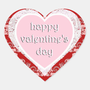 Sticker Cœur Heureuse Sainte-Valentin Vintage rouge et rose