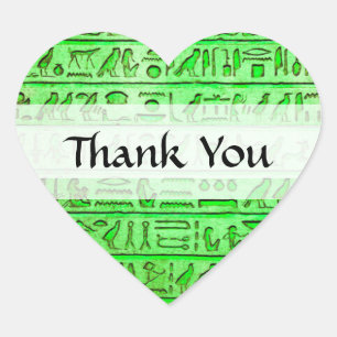 Sticker Cœur Hiéroglyphes égyptiens anciens Vert