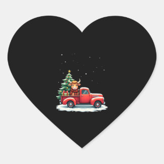 Sticker Cœur Highland Cow in Truck Farm Farmer Christmas Cow Ca