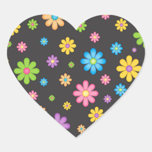 Sticker Cœur Hippie colorée à l'alimentation en fleurs