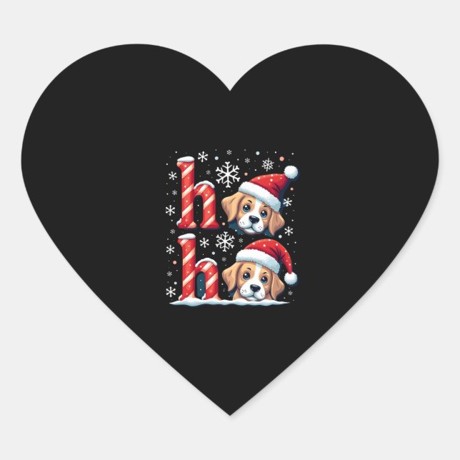 Sticker Cœur Ho Ho Ho Great Pyrenees Dog Lover Christmas Santa  (Devant)