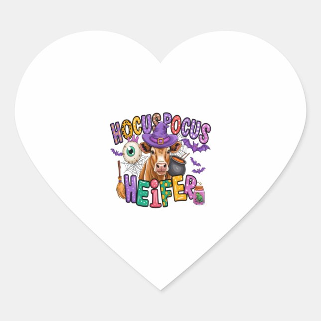 Sticker Cœur Hocus Pocus Heifer Vache d'Halloween (Devant)