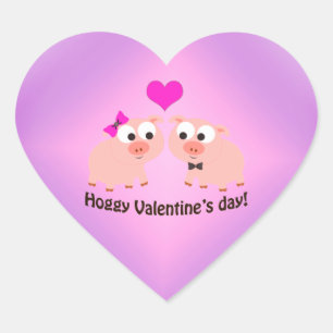 Sticker Cœur Hoggy Valentine's Day Pig Love