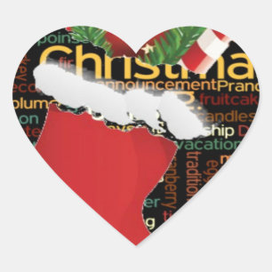 Sticker Cœur HoHo ! Merry Christmas TOXITS et Happy New Year