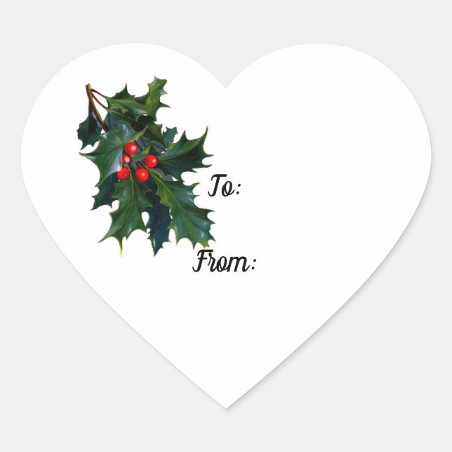 Sticker Coeur Holly Avec Berries (Devant)