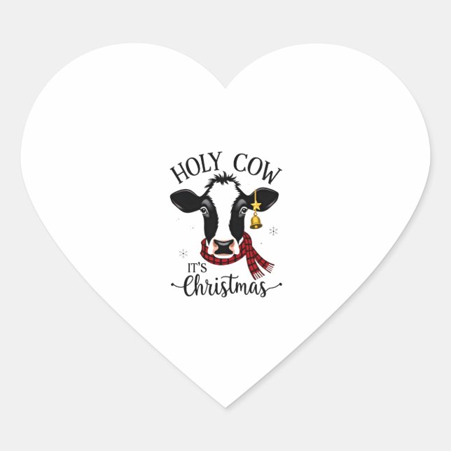 Sticker Cœur Holy Cow It's Christmas Funny Cow Lover Farm Anima (Devant)